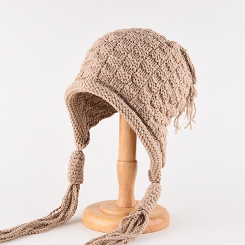 Mütze Damen Winter Warm Ohrenschutz Gestrickte Überziehmütze Sturmhaube Hut Band Doppelnutzung Plüsch Blitzmütze