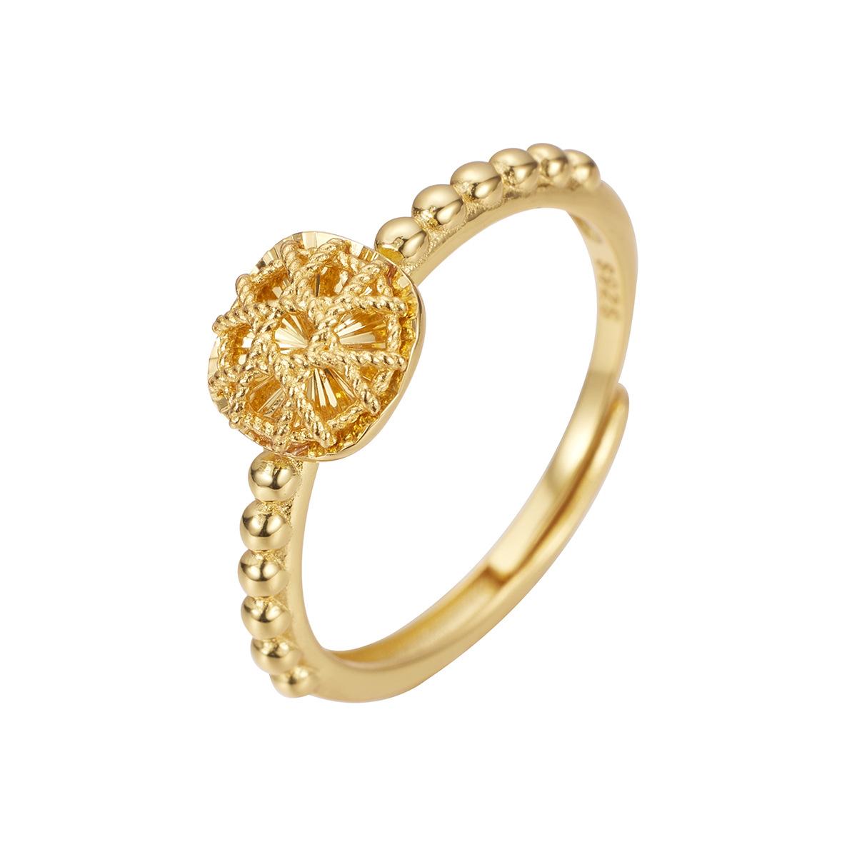 

Кольцо с кубиком сахара из серебра 925 пробы, женское, желтое и золотое, матовое, небольшое квадратное, с изображением цветка автомобиля, ювелирное изделие, модная фабрика Opening adjustable золотой