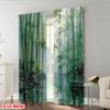 2pcs 2D flat printing Window Drapes Tranquility bamboo forest 100% Polyester Without Electricity Party Decorations for Home Wall