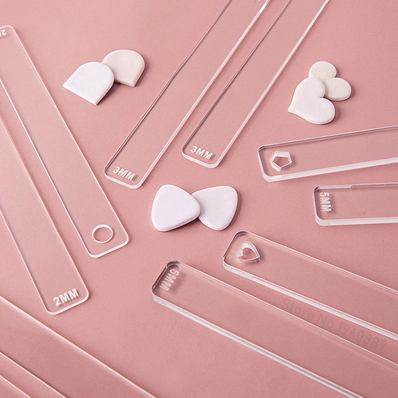 2Pcs Acrylic 2/3/4/5/6mm Rolling Strip Pin Rail Set Rolling Pin Guides Measuring Dough Strips Leveling for Pastry Baking Cookies