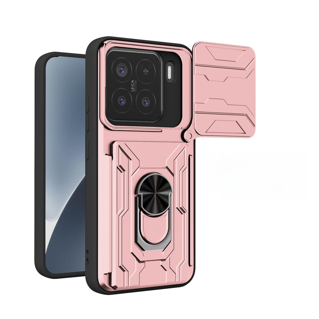 For Xiaomi 15 Case Camera Rotation Slide Card Slot Rotation Car Magnetic Ring Phone Case Protective Cover