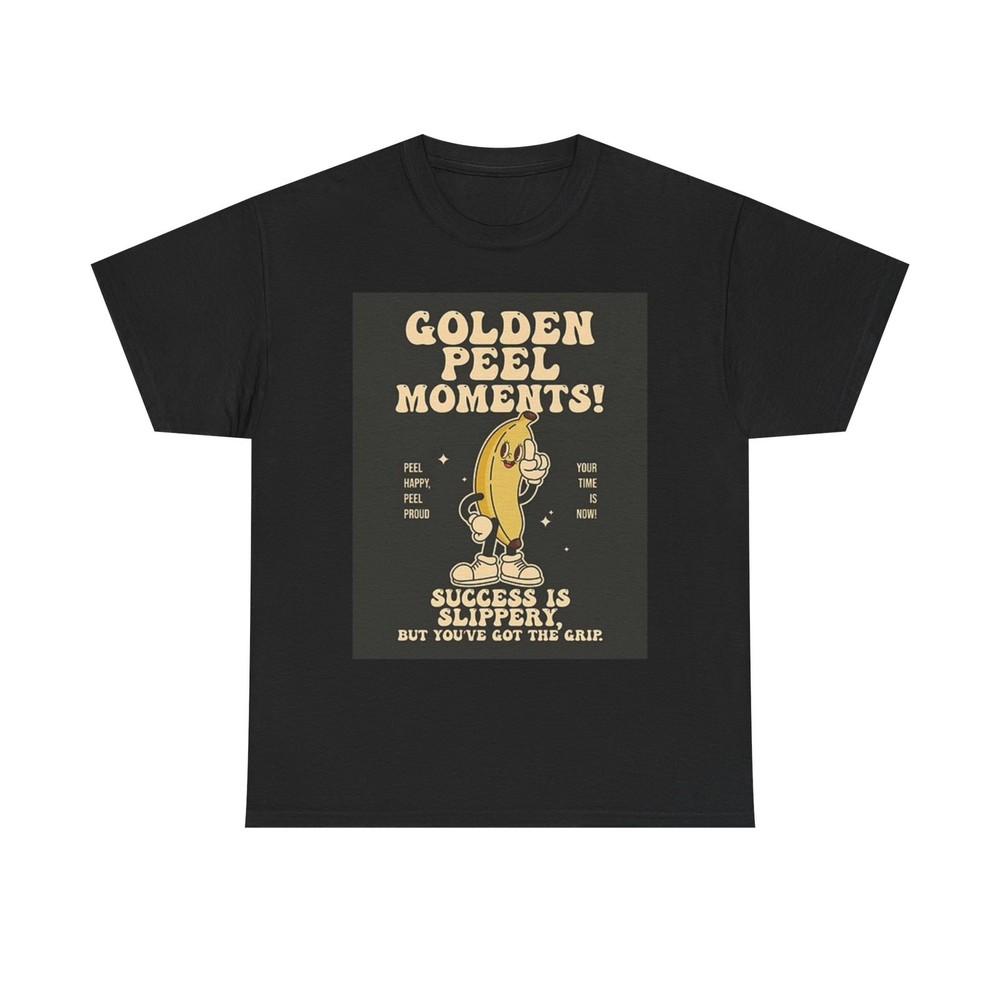 Golden Peel Moments Banana Graphic T Shirt Funny Unisex Heavy Cotton Tee 4XL