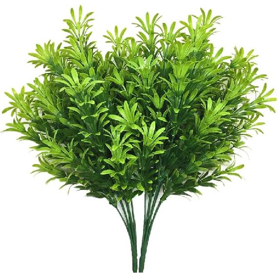 PASYOU Fake Leaves Plants for Christmas Decor, Gold Artificial Shrubs Grass Foliage Plastic Bulk Leaf Indoor Outdoor Home Garden Party Hotel Verandah