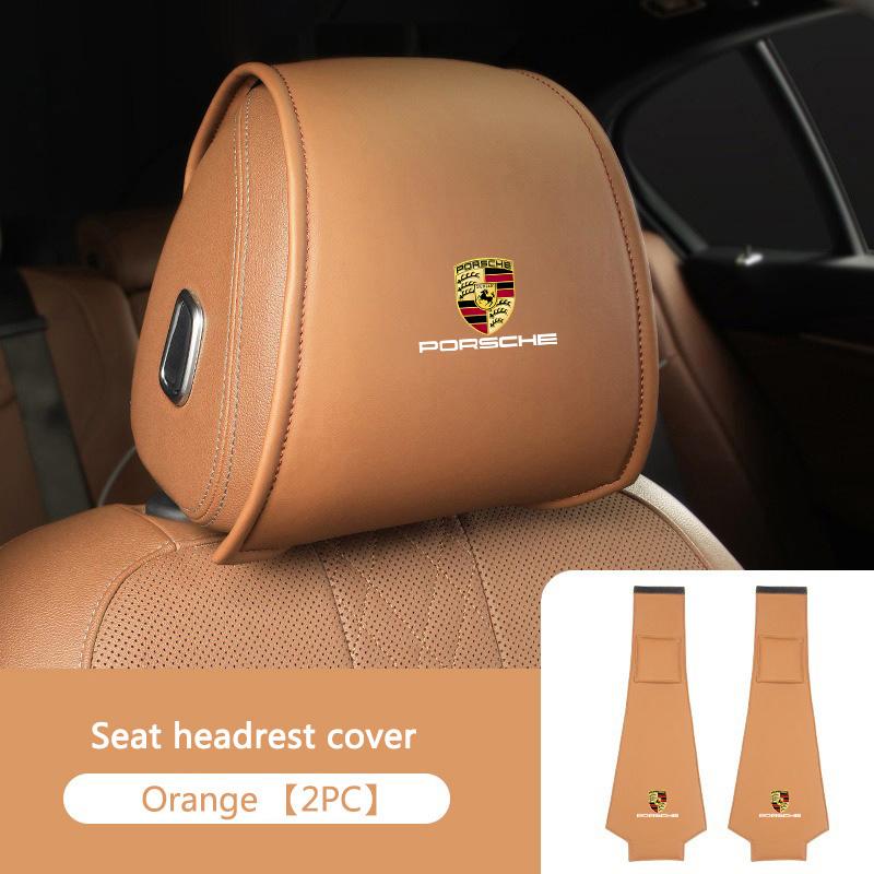 2pcs/Set Car Interior Seat Headrest Cover Protection Pad For Porsche 911 718 Taycan Panamera Cayenne Macan Boxster 918 Accessory