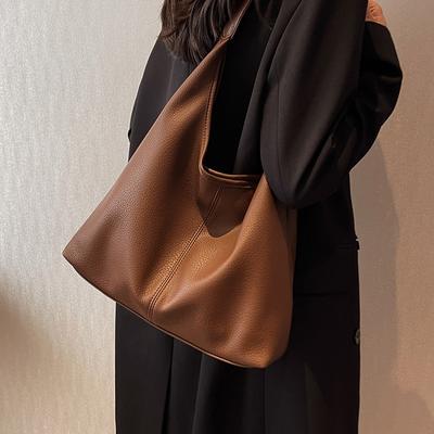 Bolsa de grande capacidade feminina nova tendência da moda outono inverno bolsas de ombro bolsa de balde simples sólida de alta qualidade bolsa de deslocamento