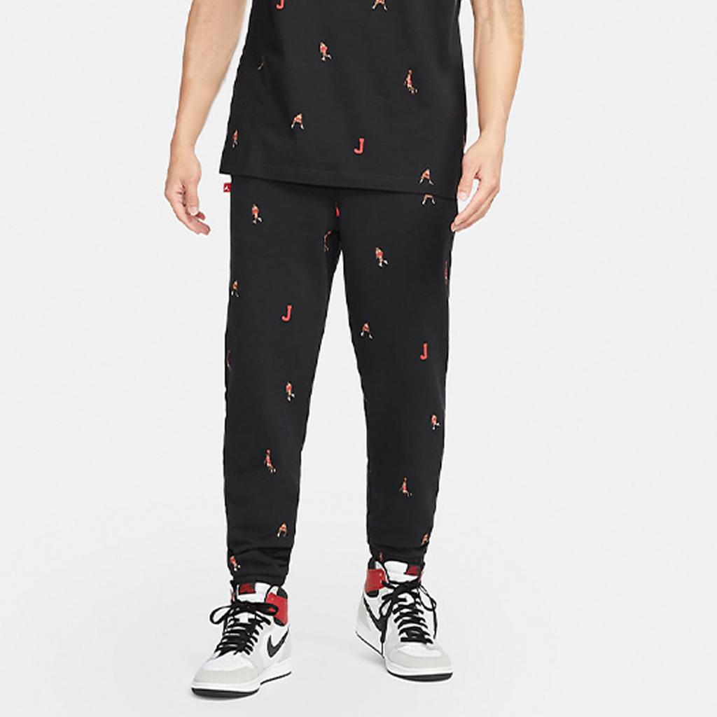 Jordan Essentials Grafik-Print Strickbündchen Jogginghose Herren Unterteile Schwarz DH3520-010