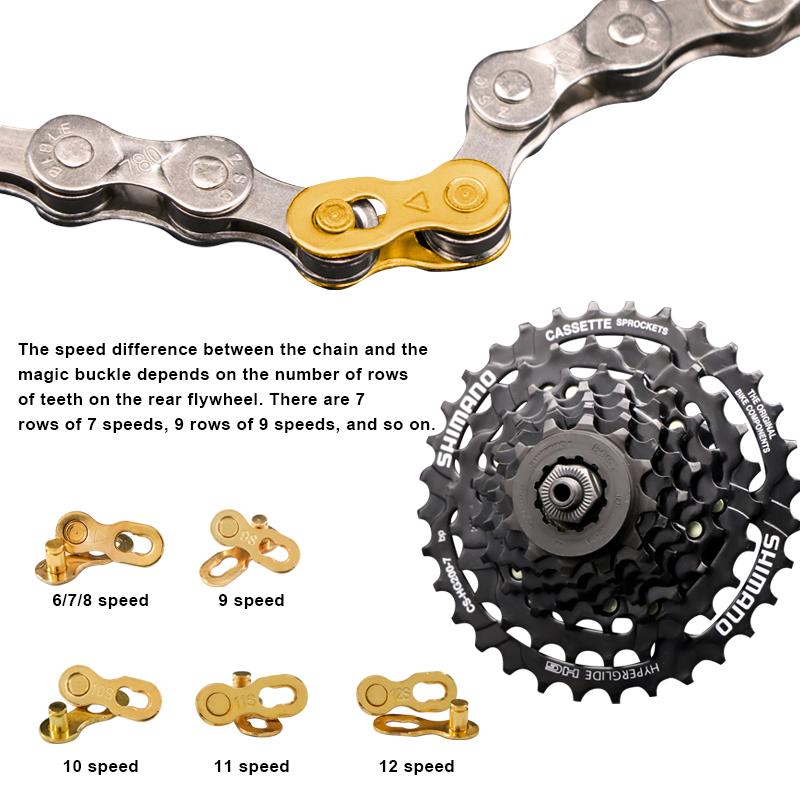 100 Pairs Bicycle Chain Link Connector Joints Magic Buttons Bike Quick Joint Magic Buckle For 6/7/8/ 9 10 11 12 Speed Chain