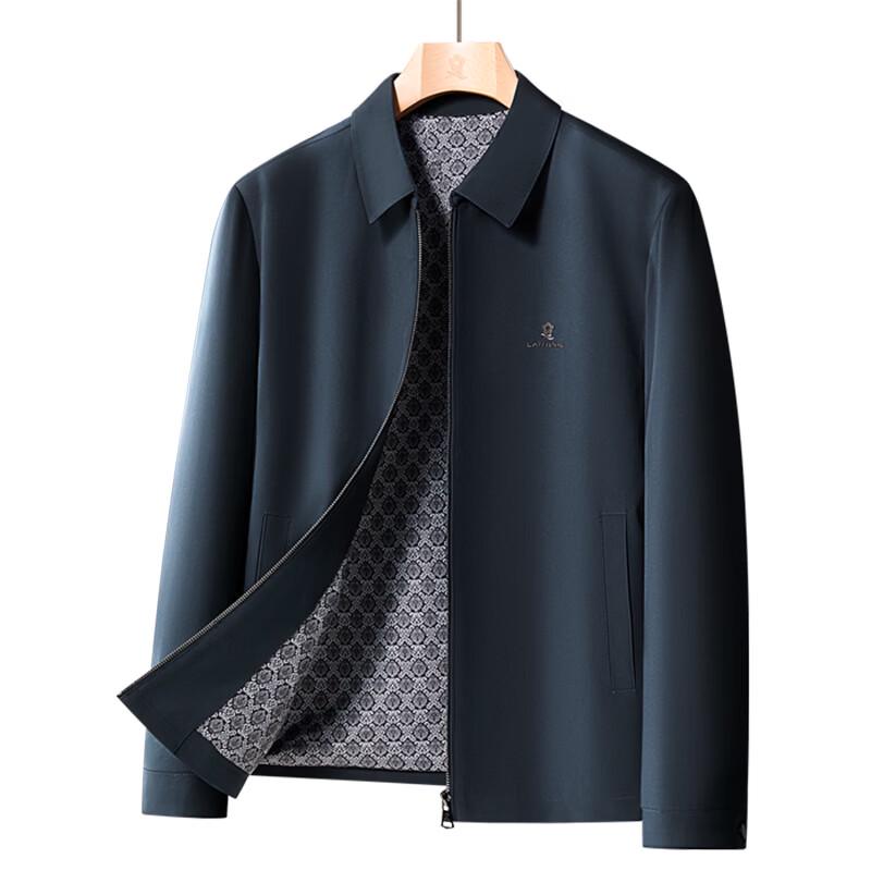 MONTAGUT Men's Business Turn-down Collar Jacket with Chinese Print Lining