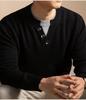 Men's Cashmere-Blend Thick Knit Sweater - Round Neck, Relaxed Fit, Faux Two-Piece, Casual Style