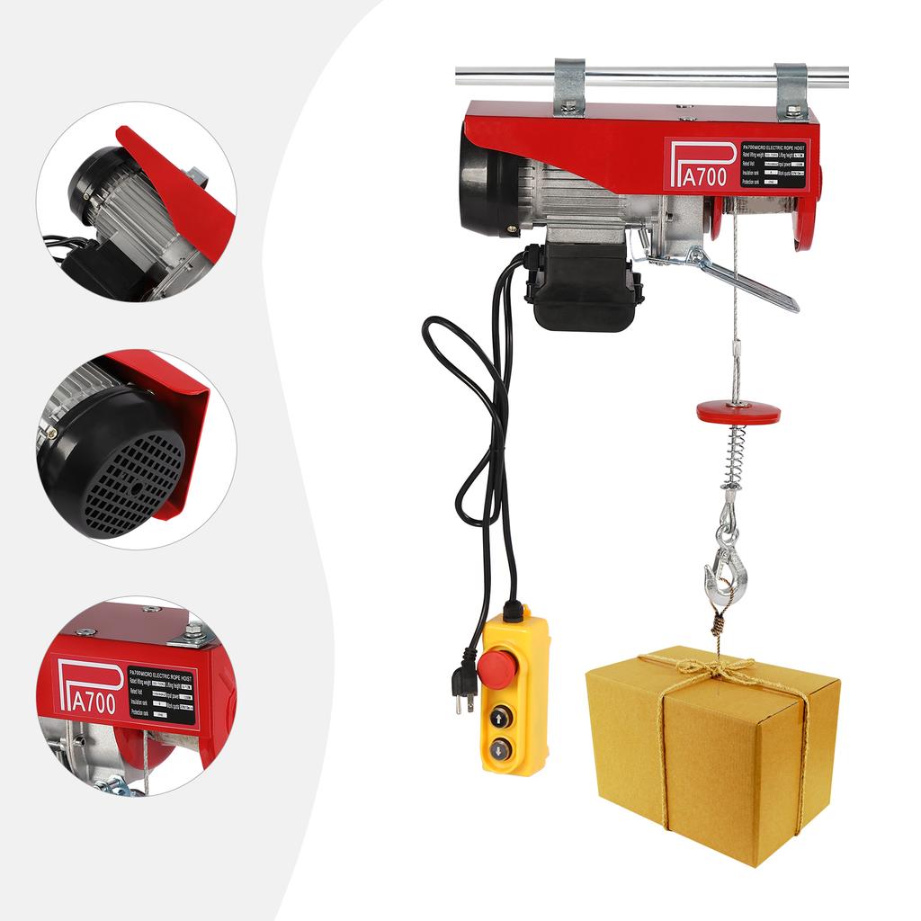 Electric Hoist, 1543 Lbs Electric Winch, Electric Lift, 110 V Electric Hoist with Remote Control & Single/Double Slings