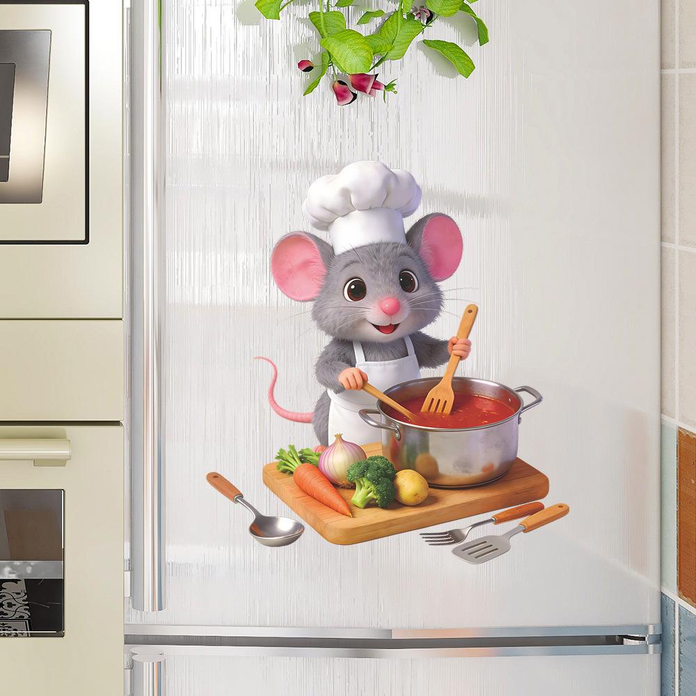 Cartoon Little Mouse Cooking Kitchen Restaurant Home Decoration Beautification Stickers