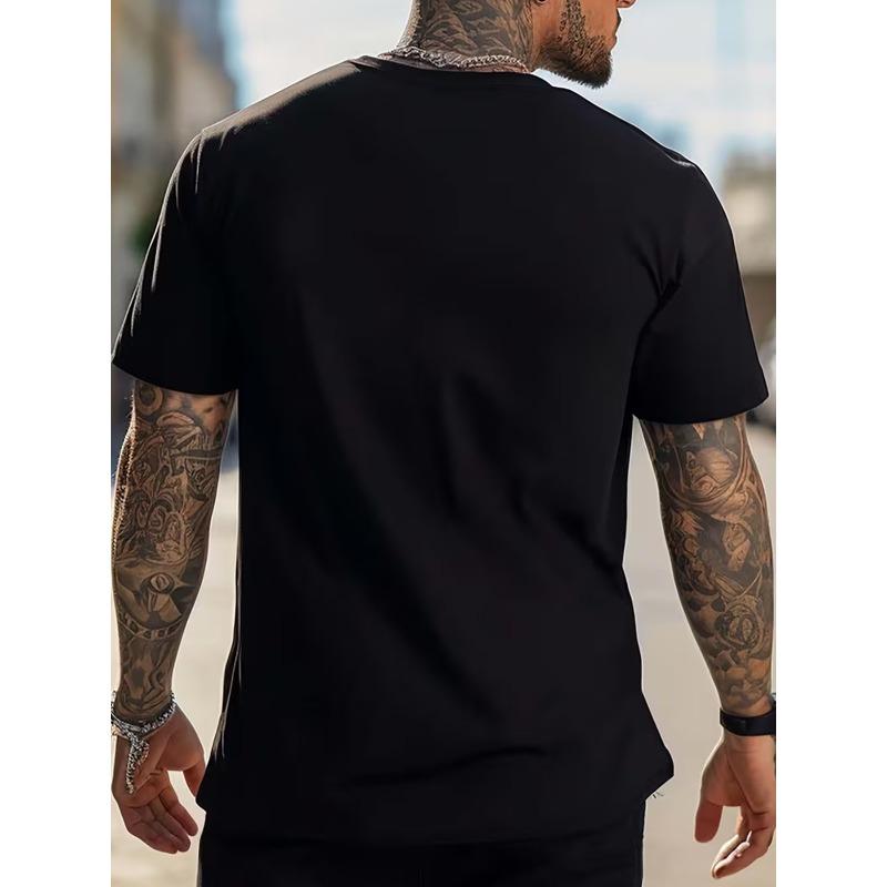 Tailles européennes T-shirt à manches courtes Mode Homme | Design Croix avec Ailes, Col rond décontracté, Tissu légèrement extensible, Saison d'été