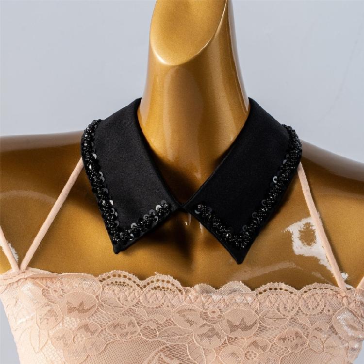 Reusable Shirt Collar Cover With Rhinestones Polyester Blend Fashion Accessory For Adults Multiple Occasion