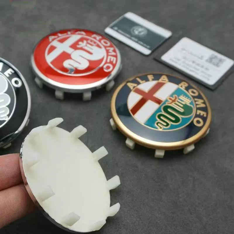 UHNPV1 TFLGX1 4Pcs 60MM 10pin Car Wheel Center Hub Caps Badge Tire Rim Covers For Alfa Romeo Giulia Stelvio Giulietta 147 156 159 Mito Tonale