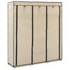 Day and Night - Day and Night Wardrobe with Compartments and Rods Cream Fabric 150x45x175 Cm