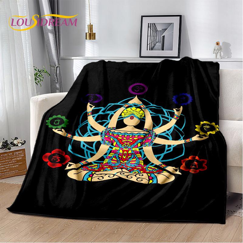 3D Yoga Zen Naturalize Meditation Rainbow 7 Chakra Blanket,Flannel Throw Blanket for Home Bedroom Bed Sofa Picnic Office Hiking
