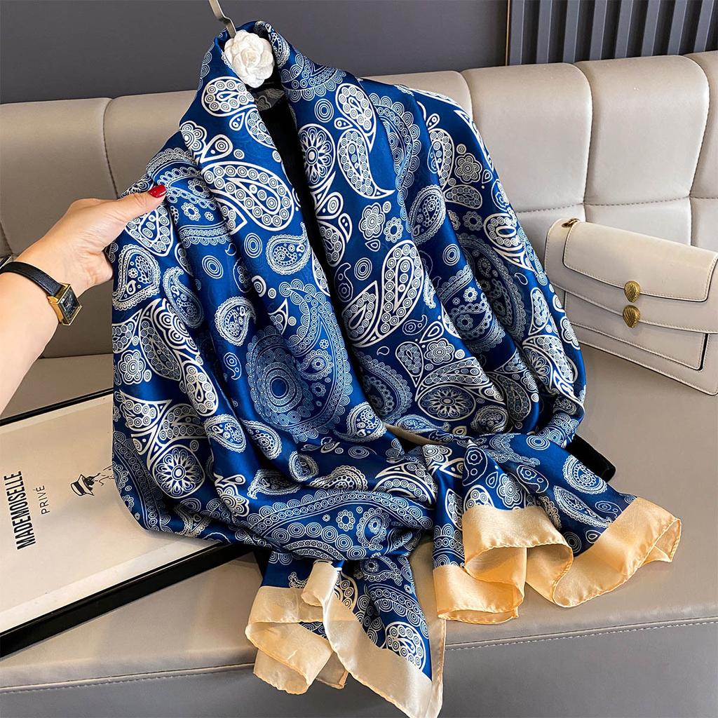 Women 180*90cm Fashion Beautiful Soft Silk Scarves Female Lady Shawl Hijab Wrap Foulard Bandanna Muffler Beach Pareo