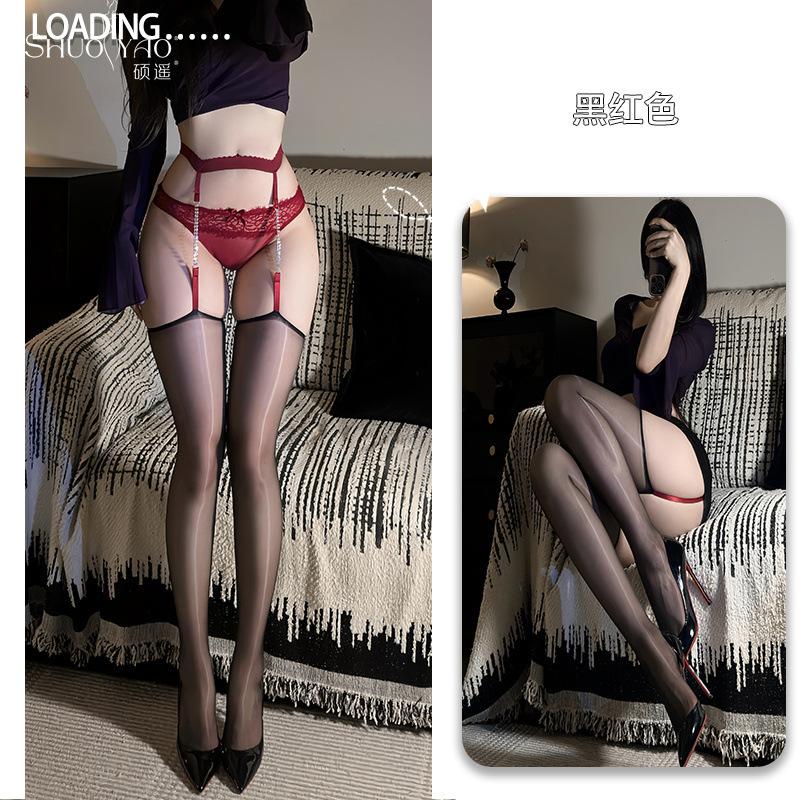 

Новые чулки с подвязками на длинной трубке, цепочка, горячие бриллианты, аврора, тонкий черный шелк, женские сексуальные чулки чистого желания с лошадиным маслом stockings