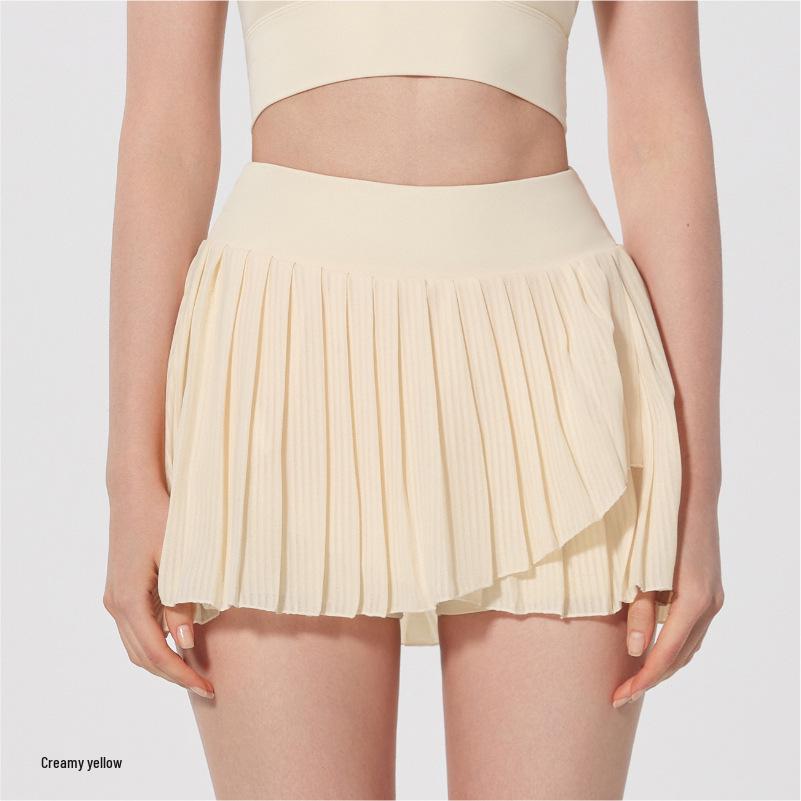 Nude Antibacterial Pleated Yoga & Running Skirt with Lining