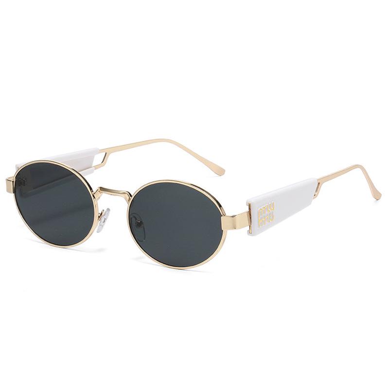 Women's Retro Metal Oval Sunglasses - UV400 Protection, Trendy Internet Celebrity Style