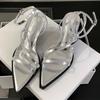 Fashion Wedge Chunky Heels Sandals Women Sexy Pointed Toe Ankle-Wrap High Heels Summer GLADIATOR Elegant Dress Shoes Office Women Shoes