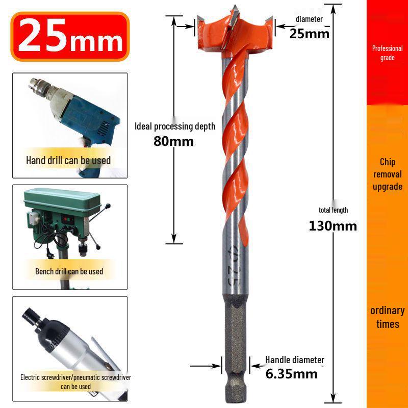 Gaură de fierăstrău cu gaură pentru prelucrarea lemnului din aliaj filetată cu coadă hexagonală pentru bormașină electrică - Bit de 6,35 mm