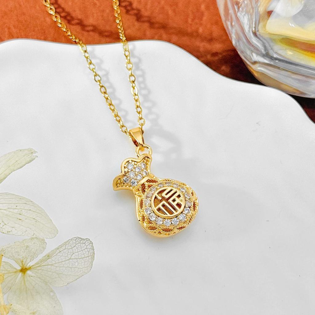 Necklace Traditional-style Money Bag Lucky Bag Necklace for Women Light Luxury Style High-end Feeling Collar Chain Accessory