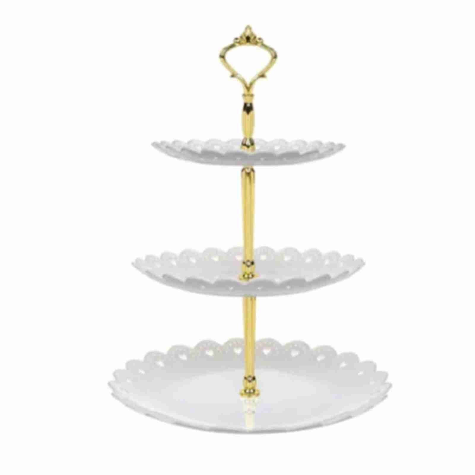 

3-х уровневая подставка для десертного подноса, роскошная пластиковая фруктовая тарелка, стойка для торта для гостиной, свадьбы C White