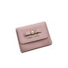 Women's Tri-fold WalletCoin Purse, Made of Genuine Leather with Cute Ribbon Decoration, Available In Black, Pink, and Blue (Pink) [Product Code]