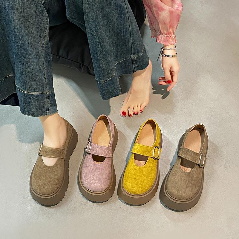 Insole Height-increasing Shoes Women's High Heels Thick-soled Shallow-mouthed Single Shoes Versatile Small Leather Shoes