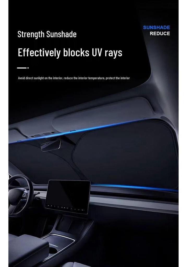 Car Front Windshield Sunshade - Interior Sun Protection Curtain