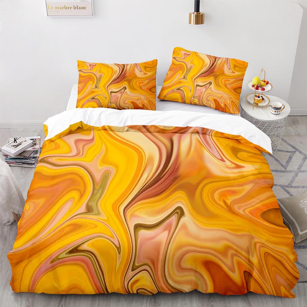 Marmor Polyester Bettbezug Set King Queen Größe Pinselstriche Farben in Marmoroptik Aquarell Kunstwerk für Kinder Jungen Mädchen