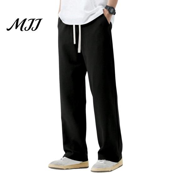 Solid Color Versatile Trousers Men Baggy Sweatpants, Loose Fit Straight Leg Trousers, Drawstring Waist Comfort Pants Joggers, Athletic for Gym
