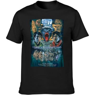 MXCAPITAL American Werewolf In London Poster Black Mens T-Shirt Graphic Unisex Tee
