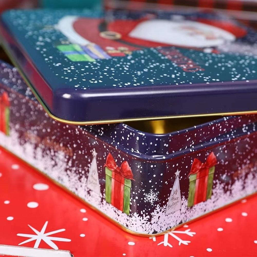 Cute Cartoon Christmas Gift Box Square Party Supplies Christmas Candy Box Christmas Decoration Tinplate Candy Storage Containers