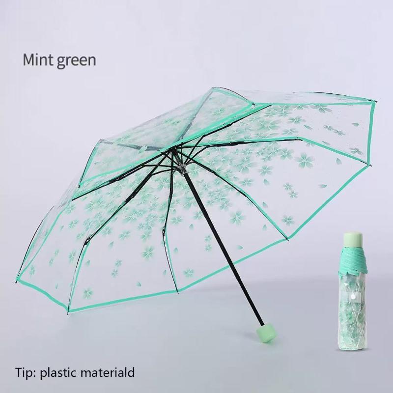 1Pcs 8-Bone Transparent Umbrella Automatic Folding Transparent Umbrella Fully Automatic Transparent Three-Fold Umbrella
