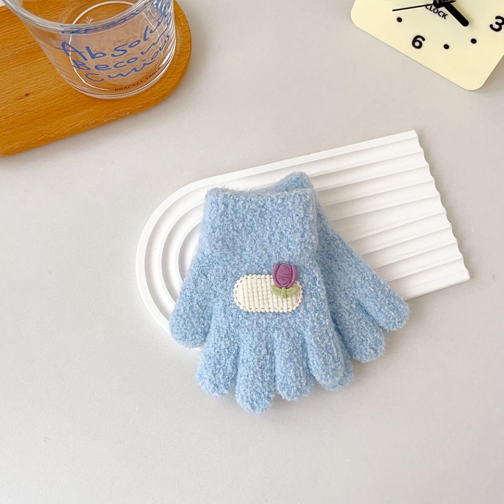 

Cute Cartoon Warm Gloves Thicken Riding Gloves Fashion Five Fingers Mitten for Children синій