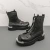 Herbstliche High-Top Lederstiefel - Dicksohlige Reißverschluss-Stiefeletten für Herren im britischen Stil, höhenerhöhende Freizeit- und formelle Kleidung.