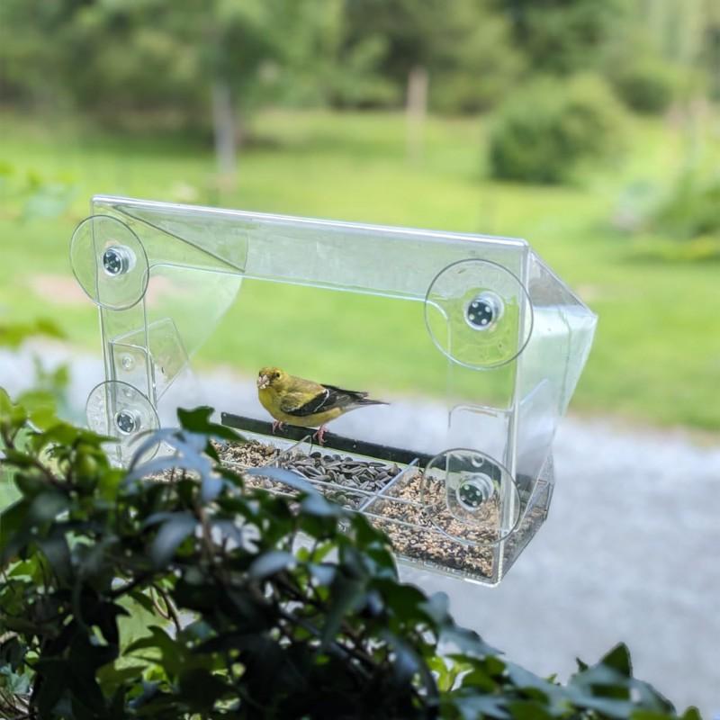 Transparent Window-Mounted Bird Feeder Hummingbirds With Strong Suction Cup Plastic Waterer House