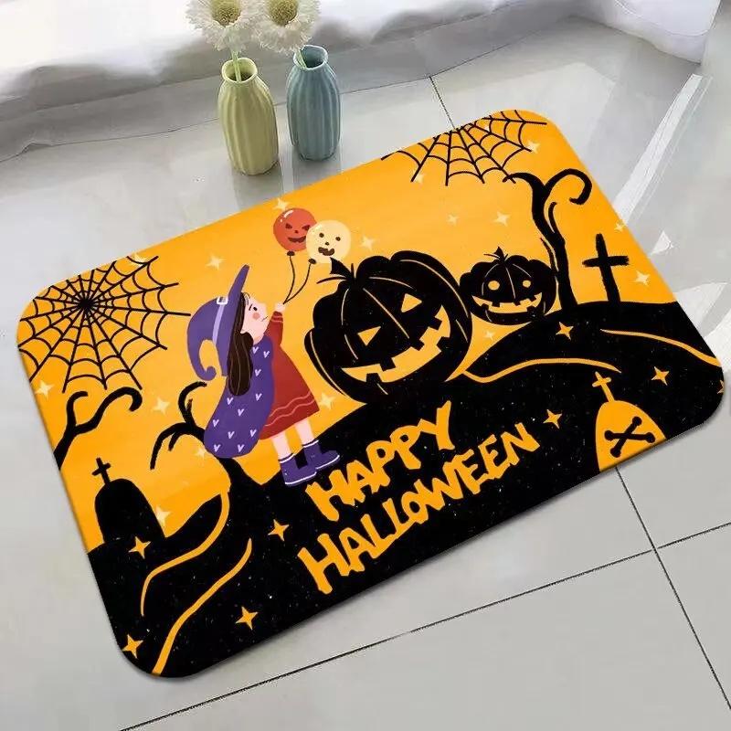 Halloween Decoration Soft Flannel Anti-slip Entrance Door Mat Bathroom Mat Corridor Kitchen Protection Stain Resistant Carpet