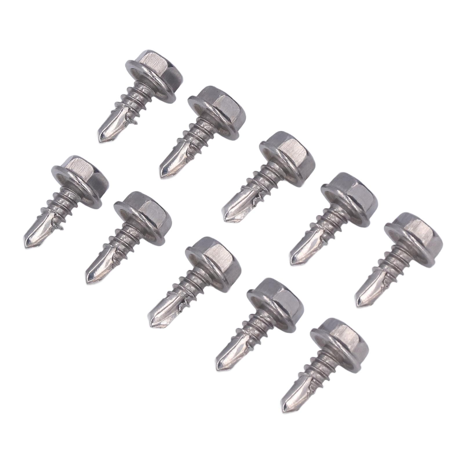 

50Pcs Self Tapping Screw Hex Washer Stainless Steel 4.8x13mm Fastener Accessory Set Kit