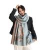 Winter thick shawl with women's plum blossom imitation cashmere double-sided jacquard scarf, fringed thickened warm scarf