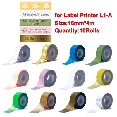 10 Rollen 16mm*4m Labeltape Voor MakeID L1 Bluetooth Thermische Labelprinter L1-A Pocket Maker Inktloze Printen DIY Sticker voor Thuis