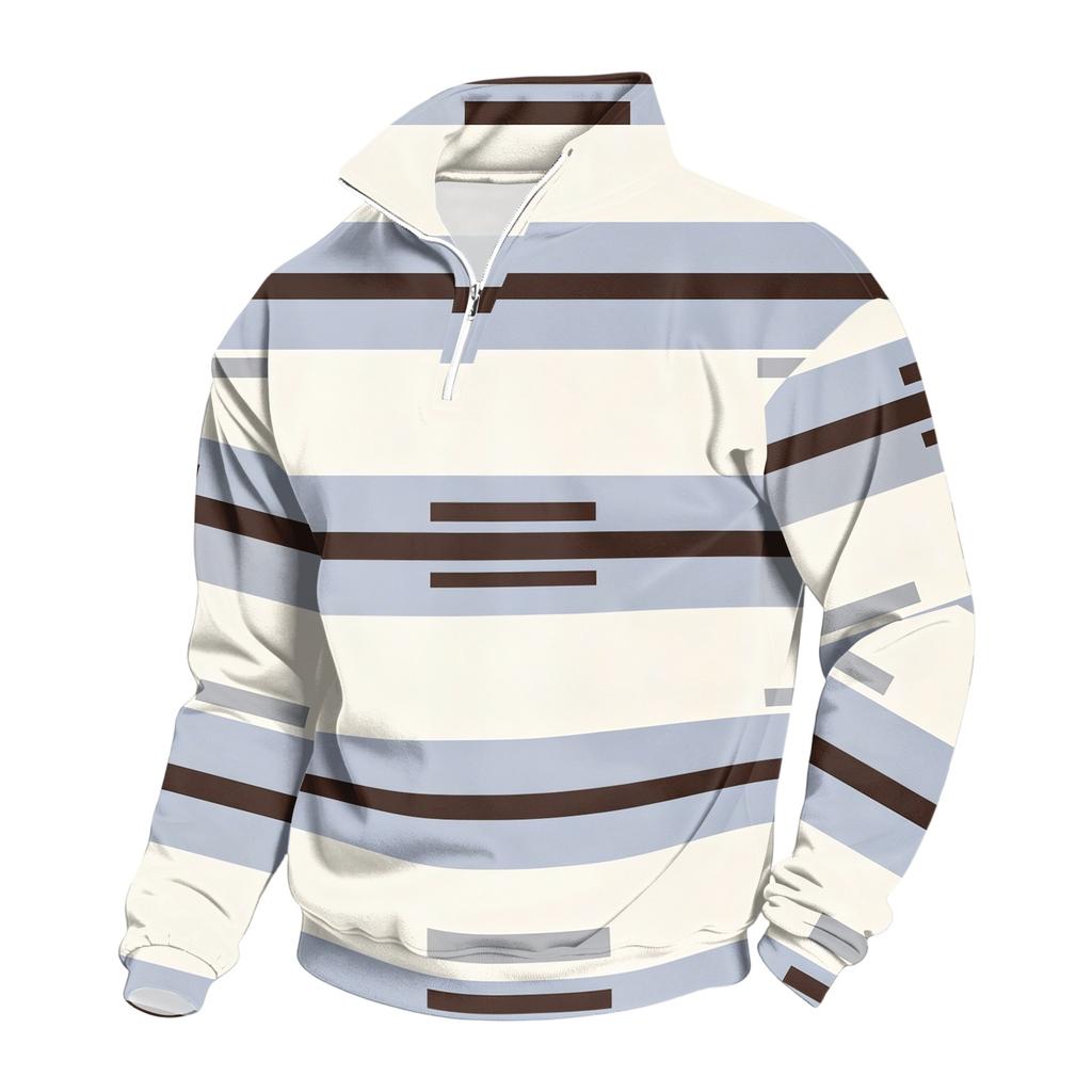 Men's Casual 1/5 Zip Stand Collar Sweatshirt Printed Pullover for Everyday Wear