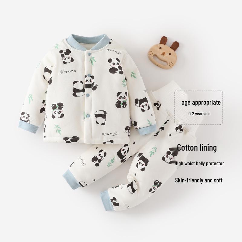 

150g Quilted Baby Warm Set: High-Waist Winter Clothes & Pants for Boys and Girls 73cm (12-16 lbs)
