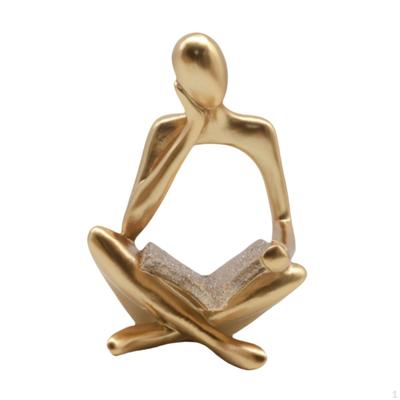 Goldene Denker-Statue aus Kunstharz, Skulptur für Zuhause, Akzent und Geschenk, Figur, Büro, Wohnzimmer