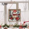 Indoor Holiday Party Decor Christmas Wooden Hanging Sign, Gnome Snowman Angel Candle 2D Wood Plaque, Winter Home Ornaments Vintage Xmas Wall