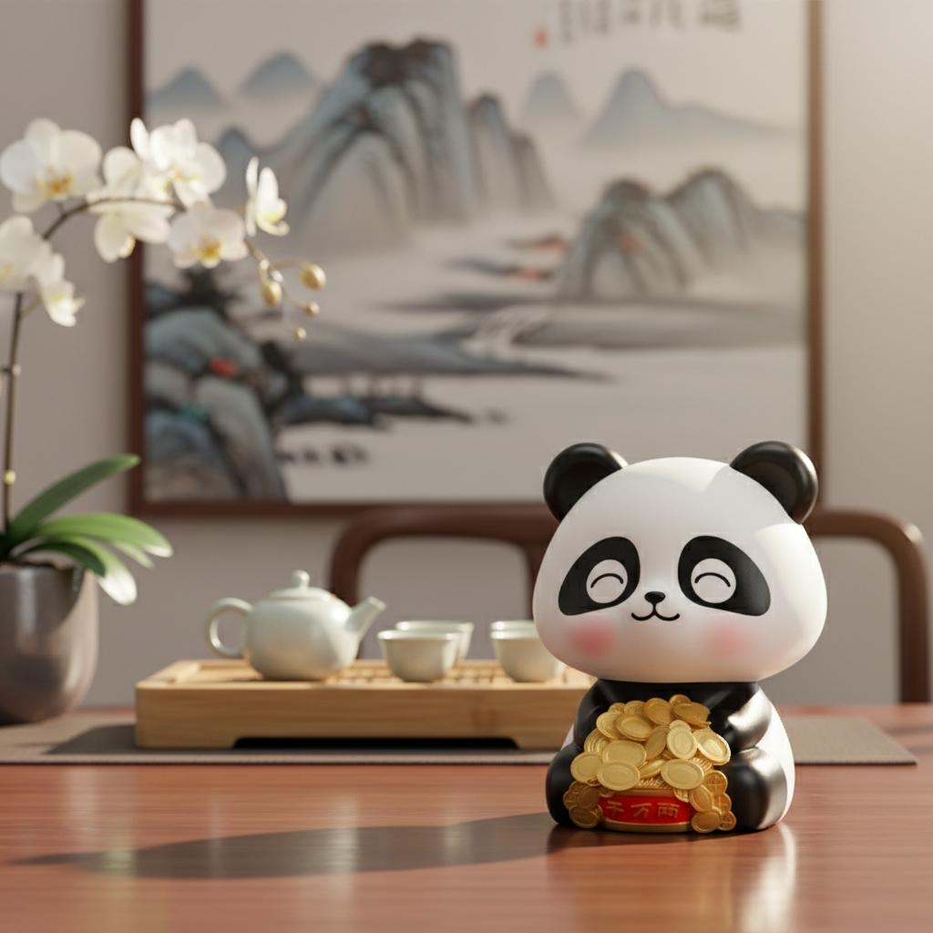 Solar Powered Panda Car Decoration with Nodding Feature for Dashboard or Office Desk