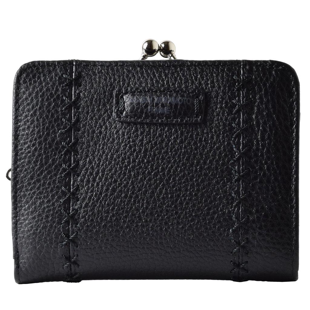 KANSAI YAMAMOTO Bifold Wallet with Clasp Women's Closure, MJ-4505 (Black)