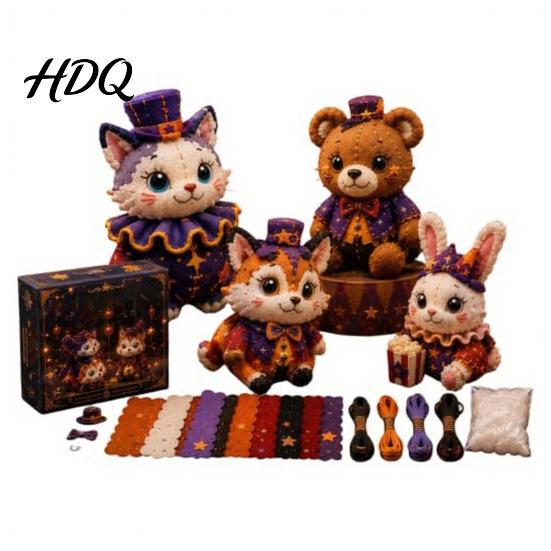 Fabric Sewing Kit Halloween Friends Patchwork Kit Animal DIY Make 4 Beginner